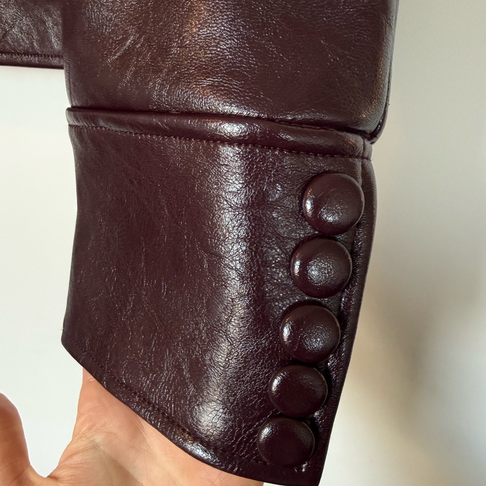 Mango faux-leather with faux fur collar coat - Picture 7 of 10